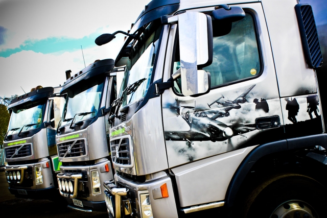 3 lorries side